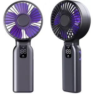 Portable Handheld Fan, 10000mAh Rechargeable Personal Fan with 1-100 Speed Scroll Wheel Control, 46H Max Cooling, Boost Mode, LED Display, Metal , Foldable Desk Fan for Travel Outdoor, Blue