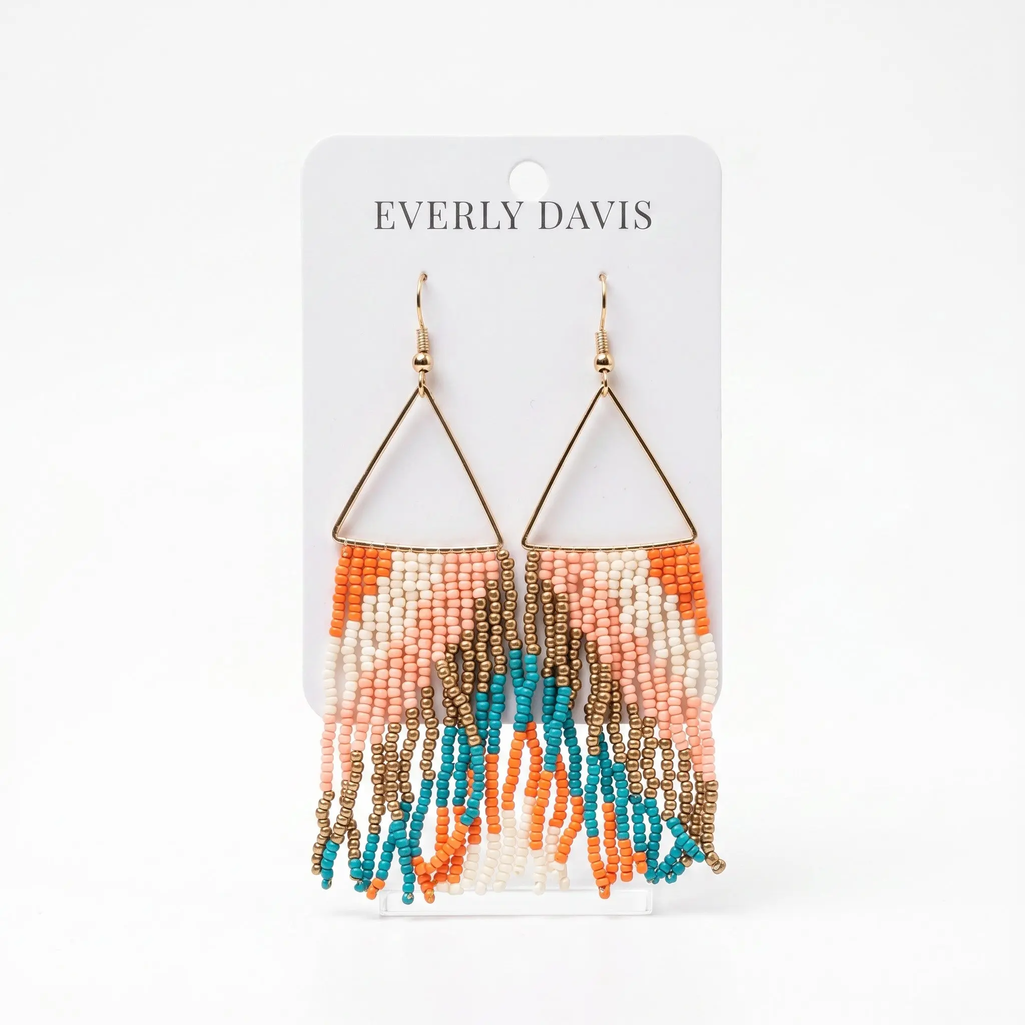 Triangle Metal Stripe Fringe Earrings