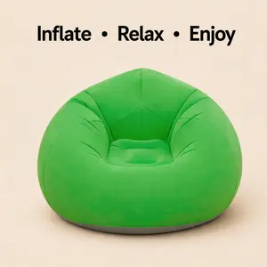 Cozy Inflatable Lounge Chair Portable Flocked Air Sofa for Bedroom Dorm Camping Relaxing(Includes Air Pump)