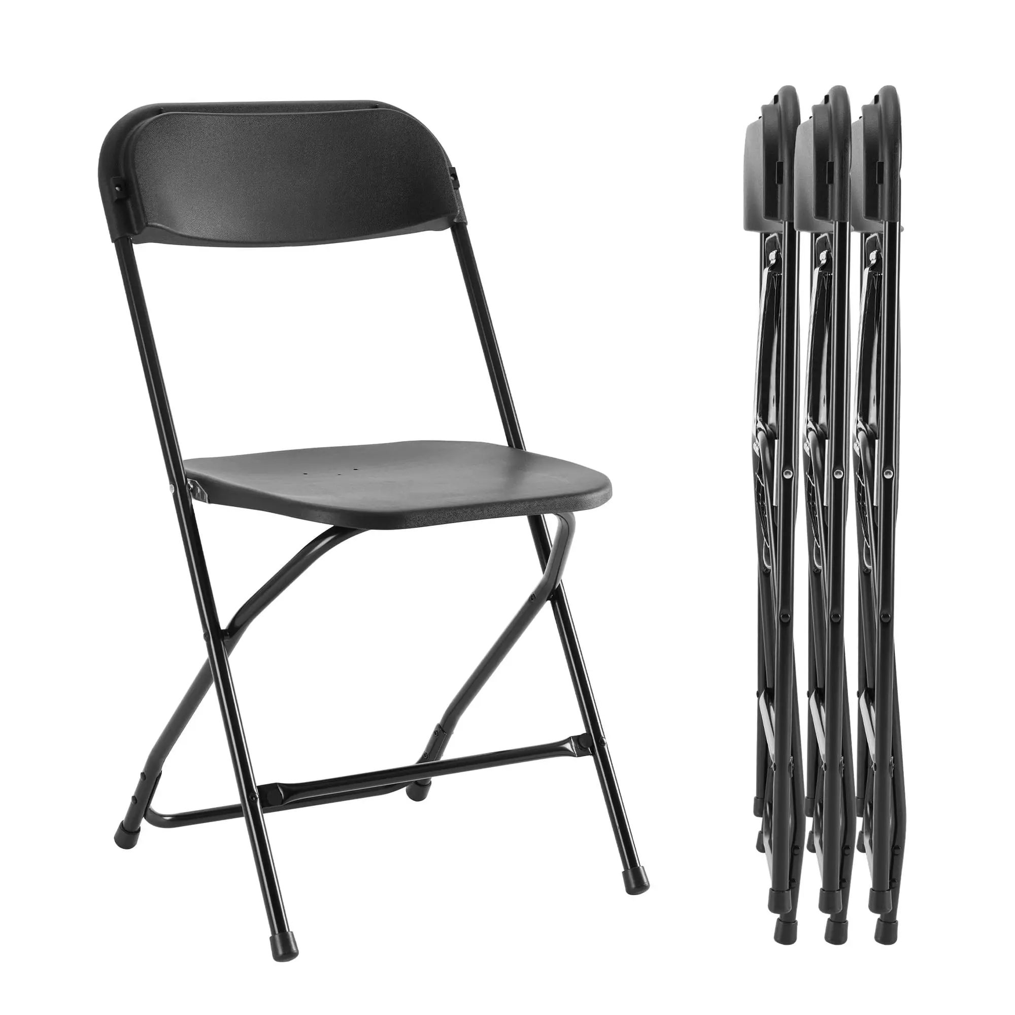 edx 4-Pack Folding Chairs, Portable & Stackable Indoor/Outdoor Metal Chair for Events, Offices, Weddings & Restaurants, White, Heavy-Duty