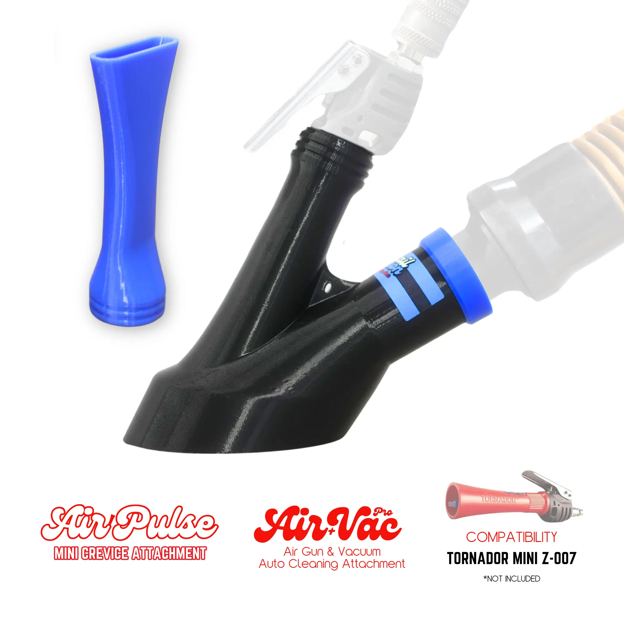 Air + Vac & Air Pulse Crevice Cone Detailing Attachments Compatible with Tornador Mini Z-007 Air Tool Car Vacuum Cleaner Handheld Car Vacuum