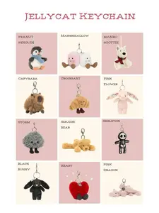 Jellycat Mini Plush Keychains – Stuffed Animal Keychains, Cute Animals, Fun Gift Ideas for Kids, Birthdays and Collectors, Keychains