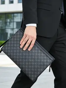 Vintage Floral Handbag, Durable PU Leather Business Commute Clutch, Large Capacity Multifunctional File Organizer, Stylish and Functional, Vintage Pattern Perfect for Office Use