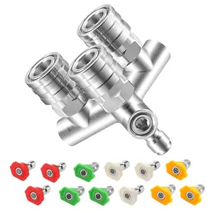 EZALOR 3-in-1 Triple Pressure Washer Nozzle Set, Stainless Steel Corrosion-Resist High-Power Tips with 12PCS 0/15/25/40 Degree Wide Spray Nozzles, 1/4 Inch Quick Connect, 5000 PSI for Car Washing & Maintenance