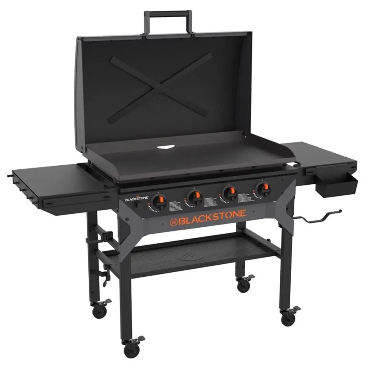 Blackstone 8093917 Iron Forged 4-Burner Liquid Propane Outdoor Griddle with Hood, Black