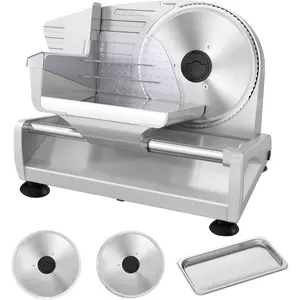 Meat Slicer, 200W Meat Slicer Machine for , DC  Quiet Deli Slicer with 2 Removable 7.5'' Stainless Steel , Adjustable Dial for 0-15mm, Electric  Slicer for Meat, Cheese, Bread