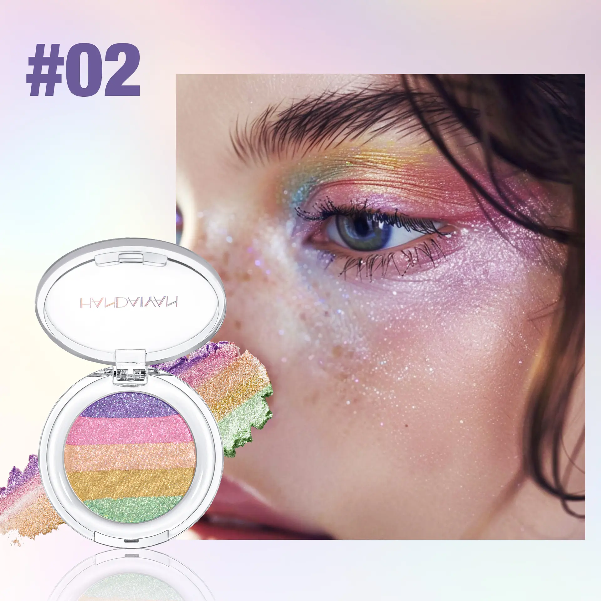 Handaiyan Chameleon Eyeshadow Palette, Blue Color Changing Eye Makeup, Fine Glitter Finish, Long-Lasting Wear, Perfect for Daily Use