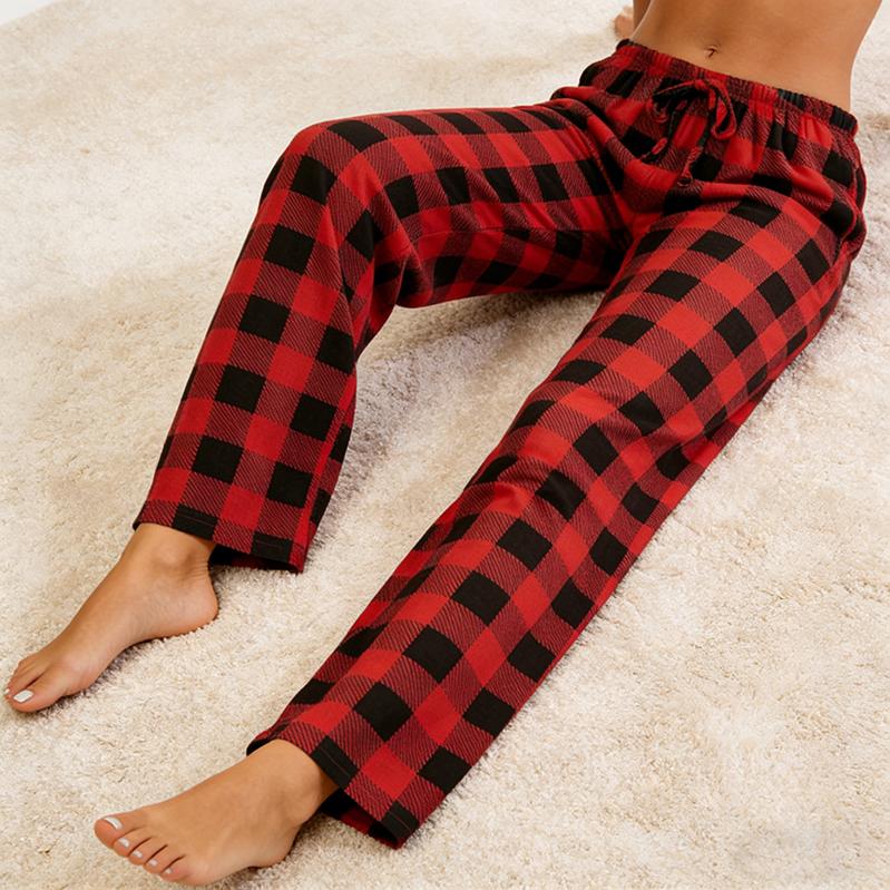 Spring Plaid Drawstring Pajama Pants for Women Men, Casual Loungewear Pajamas Matching Pjs for Couple