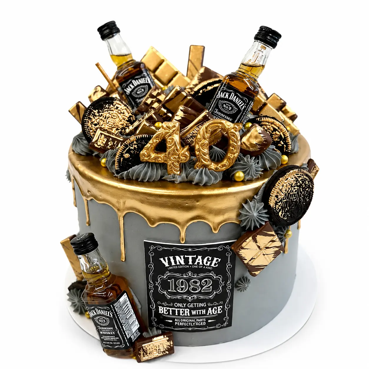 Vintage Whiskey Birthday Cake Serves 20 people