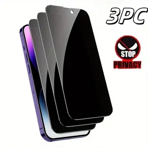 3 Pieces Premium Tempered Glass Privacy Screen Protectors - Screen Protectors for iPhone 15 Pro Max, 14 Plus, 13, 12 with HD Clarity and Oleophobic Coating for Enhanced Touch Sensitivity Accessories Protection