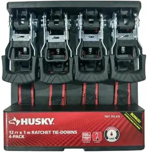 12 ft. x 1 in. Ratchet Tie-Down Straps with S-Hook (4-Pack)