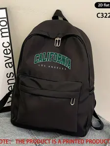 California Printed College Backpack, Cute Casual Style, Large Capacity, Unisex, Ideal for Daily Use, Travel, Work, Birthday Gift