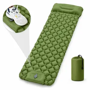 inflatable sleeping pad with built-in foot pump; Camping sleep: 2-inch thickened camping mat,suitable for camping and hiking; camping gear, emergency gear; portable storage inflatable pad; thickened mattress with built-in inflatable pillow. Summer vibe