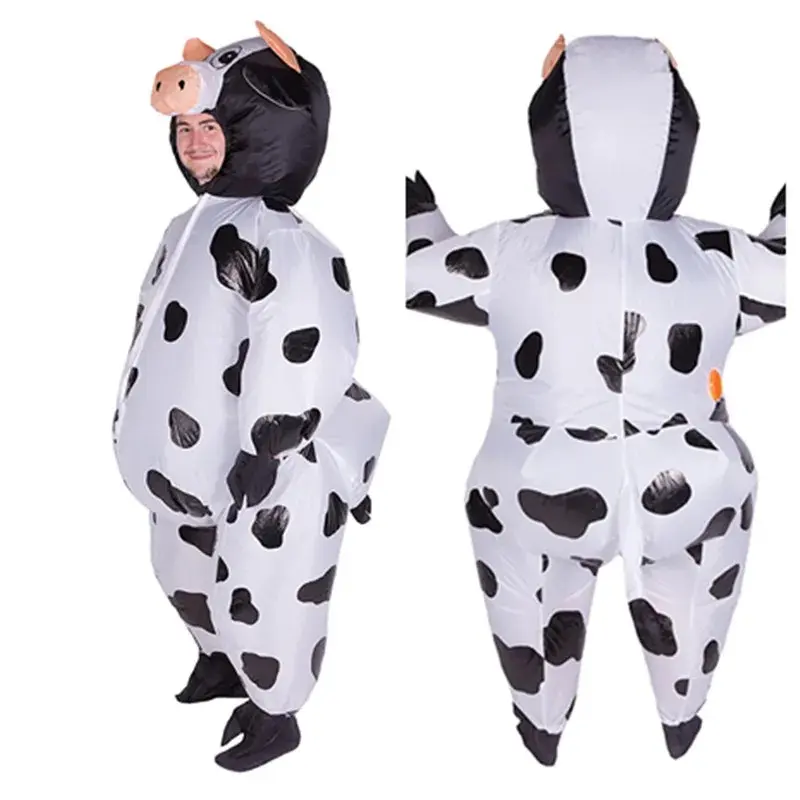 Cartoon Animal Inflatable Cow Inflatable Costume Adult Men Women Blowup Fancy Party Dress Halloween Carnival Party Suit