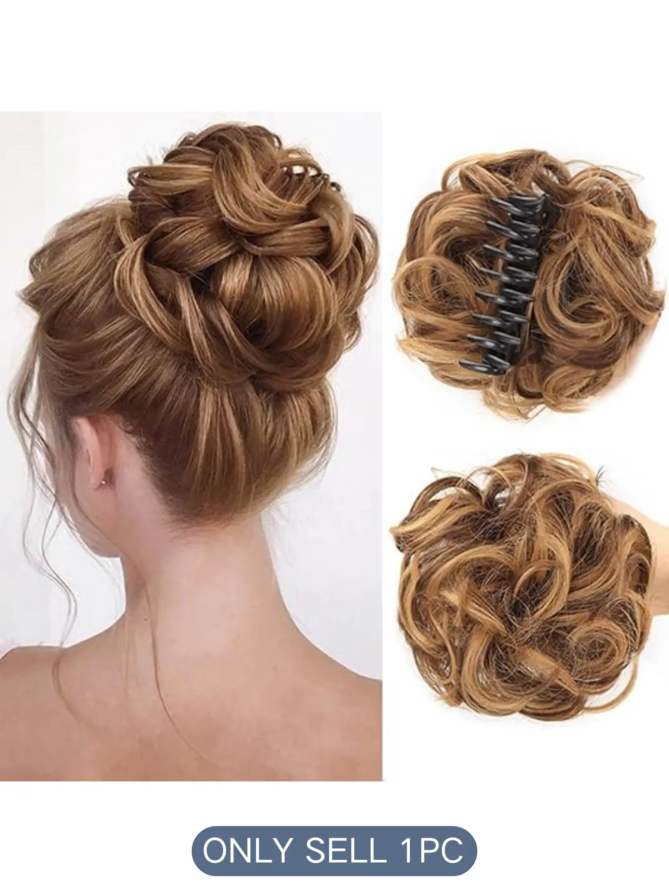 Wavy Clawclip Hair Bun Extension for Women, Perfect for Flat and Curly Hair Styles, Easy to Use Bun Hair Accessories, Synthetic Clip Hairpiece, Synthetic Hairpieces