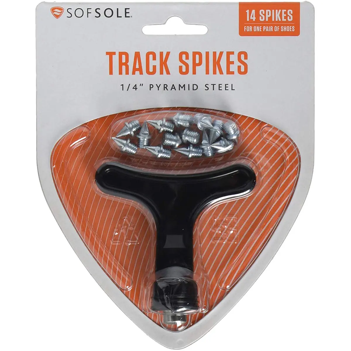 Sof Sole Steel Pyramid Track Spikes, 3/16" Durable Shoe Accessories for All Surfaces, 14-Count with Wrench