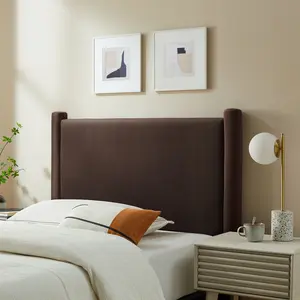 Rael Performance Velvet Twin Headboard in Chocolate Brown