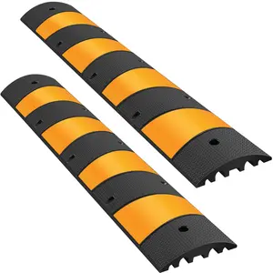 【Father's Day gift】VEVOR 2pcs 6 Feet Rubber Speed Bump Driveway Modular Heavy Duty Speed Bumps 72.4 x 12 x 2.4 Inch Cable Protector Ramp for Garage Gravel Roads Asphalt Concrete