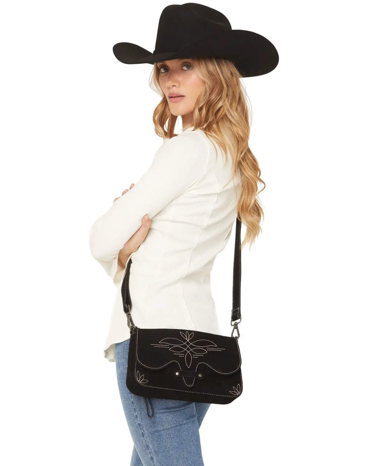 Idyllwind Women's Women'S Louanne Suede Western Crossbody Bag - Iwafa25hb4-Blk