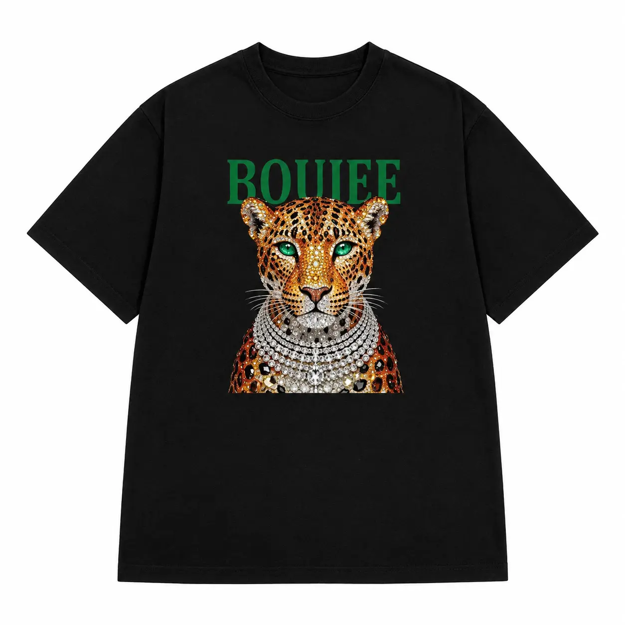 comfy Leopard Print Shirt, Glam Fashion Graphic Tee, Trendy Animal Print T-Shirt,Boujee Diamond Bling Leopard Head Graphic T-Shirt, Women’s White Luxury Aesthetic Short Sleeve, Rhinestone Effect Boujee Leopard Casual Tee, Glam Fashion Top,Muppet