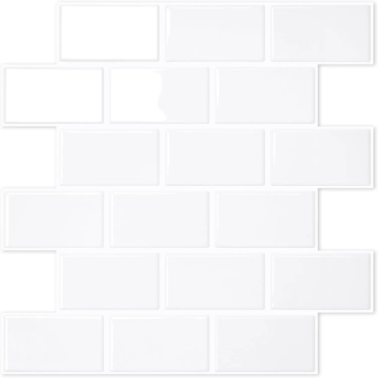 STICKGOO Thicker Design White Subway Tile Peel and Stick Backsplash, 12”×12” Stick on Wall Tiles, Self Adhesive Tile Sticker for Kitchen Backsplash and Bathroom Easy Installation Durable