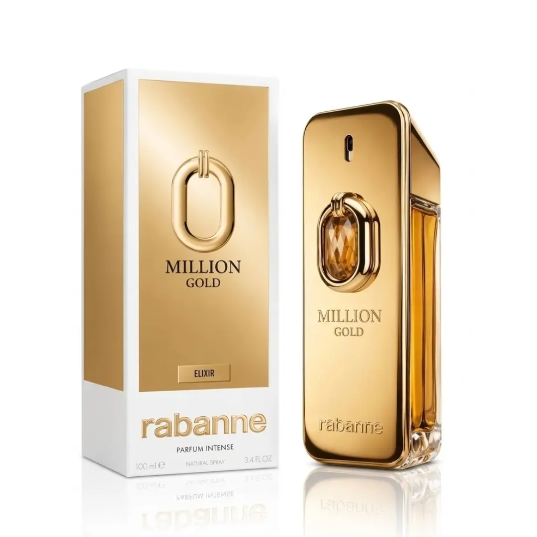 Paco Rabanne One Million Gold Eau de Parfum Intense For Men 3.4 oz | Men's Woody Spicy Fragrance with Mandarin, Cedarwood & Sandalwood