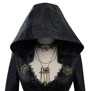 2000s Style Lady Damaricescu's Daughter Cosplay Costume Gothic Black Long Dress with Hood Vampire Bella Cassandra Halloween Medieval Costume