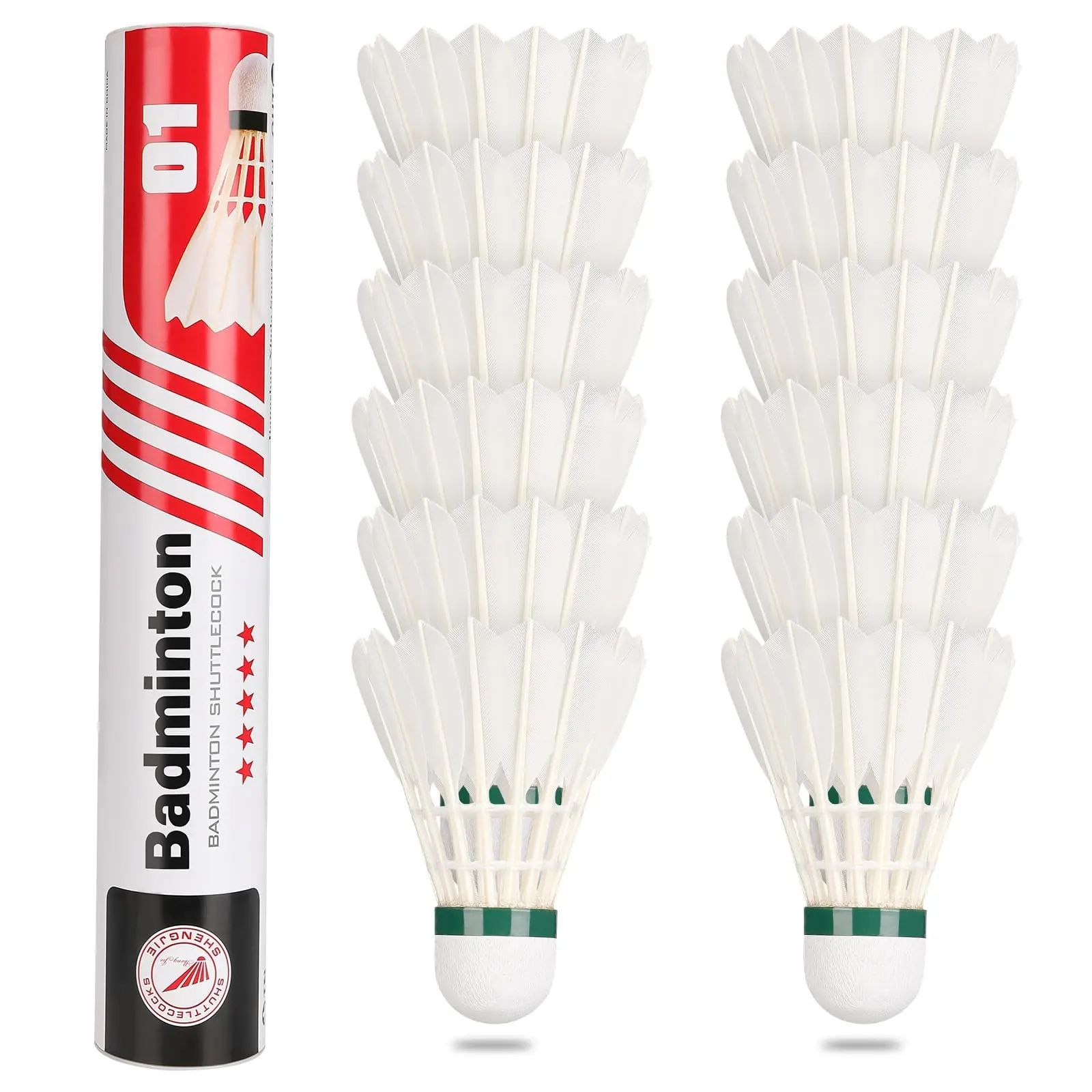 Goose Badminton Shuttlecocks Birdies  12 Pack Hight Speed Balls with Great Stability for Indoor Outdoor Sports
