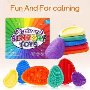 Fidget Toys Sensory Stone for Adults, 6 Pcs Silicone Textured Worry Stones for Autism ,Fidget Stress Toys for Anxiety Relief, Students Calm Down Classroom Prizes