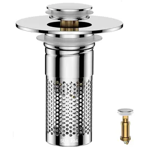 ​ Bathroom Sink Drain Strainer,Universal Pop-Up Sink Stopper Hair Catcher, Anti-Clog Stainless Steel Drain Filter Basket, Removable Sink Drain for Bathroom Sink Stopper