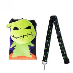 1pc Disney Officially Licensed Oogie Boogie Deluxe Plush Lanyard ID card Holder for Keychain Card Cute Cartoon Perfect Gifts for Birthday Halloween and Christmas Day for Family and Friends Fans MN-22772