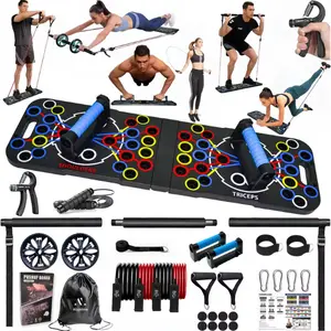 Foldable Push Up Board, 34-In-1 Multifunction Home Workout Equipment for Upper Body Strength Training, Portable Push Up Board with Color-Coded Variations and Accessories for Chest, Triceps, Back, Arms, Best Choice for Daily Gifts foldable push