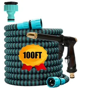 High-Pressure Garden Hose Set - 3x Expandable Retractable Design - Durable Rubber Material - American Standard Connector - Suitable for Outdoor Home Cleaning and Car Washing - Multifunctional Garden Tool Kit - Adjustable Nozzle