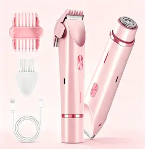 Women's Stainless Steel Personal Electric Razor, USB-C Rechargeable Body Trimmer with 1.5H Charging, 3mm Guide Comb, Rinsable Gentle Design for Sensitive Skin, Portable Daily Shaver, Festive Gift