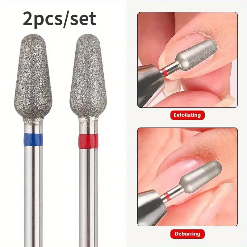 2pcs/set Nail Polishing Bit, Nail Drill Bit, Cuticle Nail Drill Bit, Nail Bits For Nail Drill, Pedicure Remover For Acrylic Gel, Nails Polishing Tools, Nail Art Pedicure Manicure Tools, Nail Care, Nail Salon Supplies