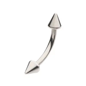 Internally Threaded Spike Ends Curved Eyebrow Barbell - ASTM F-136 Implant Grade Titanium