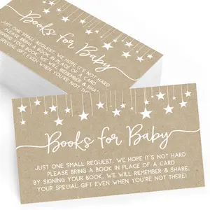 Bring a Book – Baby Shower Insert Cards for Guests, Rustic Kraft (Set of 25)
