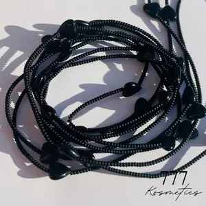 Tie-on Waist Beads for Love Genuine Onyx Gemstones The Sacred Heart in Onyx Handcrafted Matte Black Beads with Onyx Heart Accents for Protection and Inner Strength