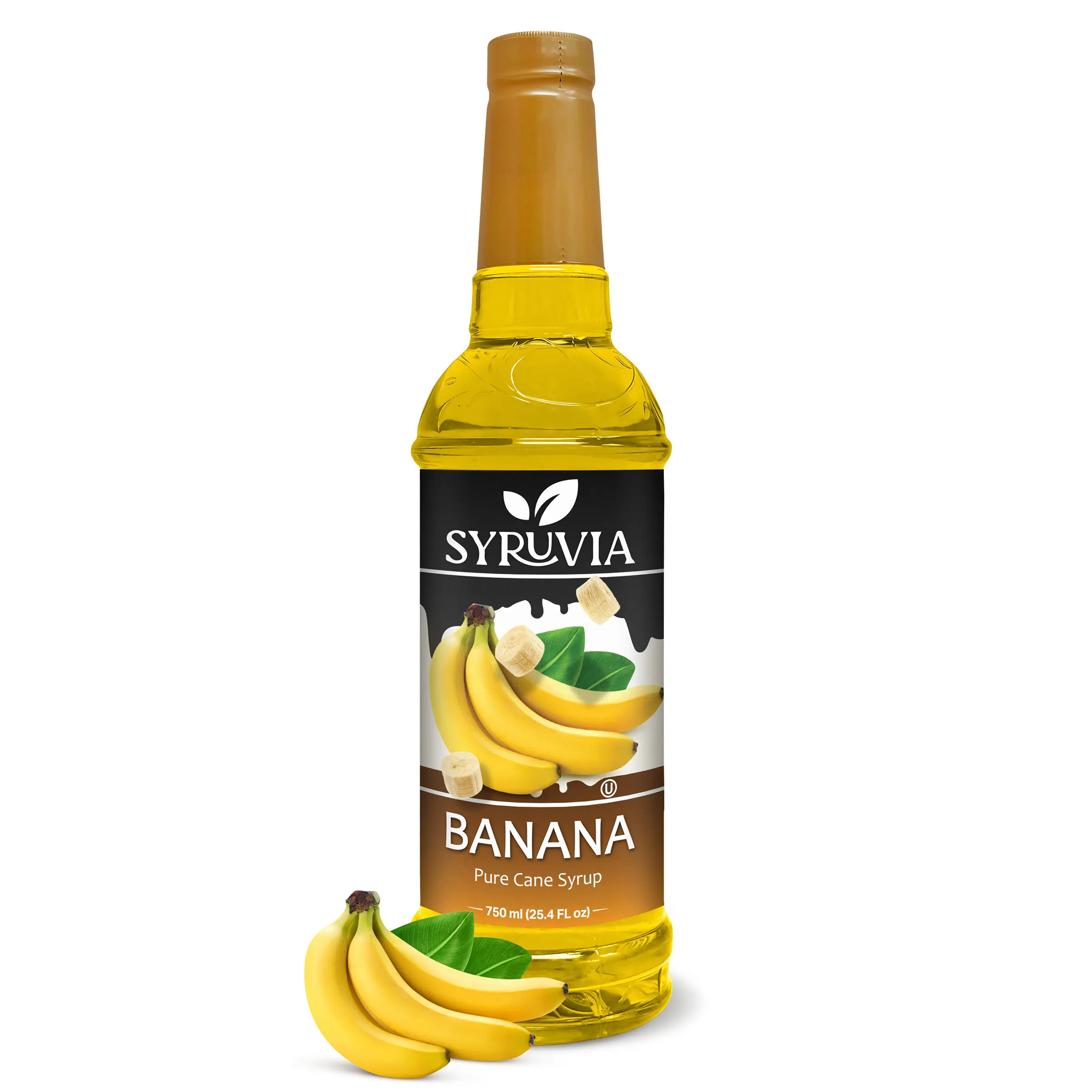 Syruvia Banana Flavored Food Syrup - 25.4 fl oz Premium, Kosher, Gluten-Free, Sweet Sugar Syrup for Dessert Drizzle, Drinks, Cocktails