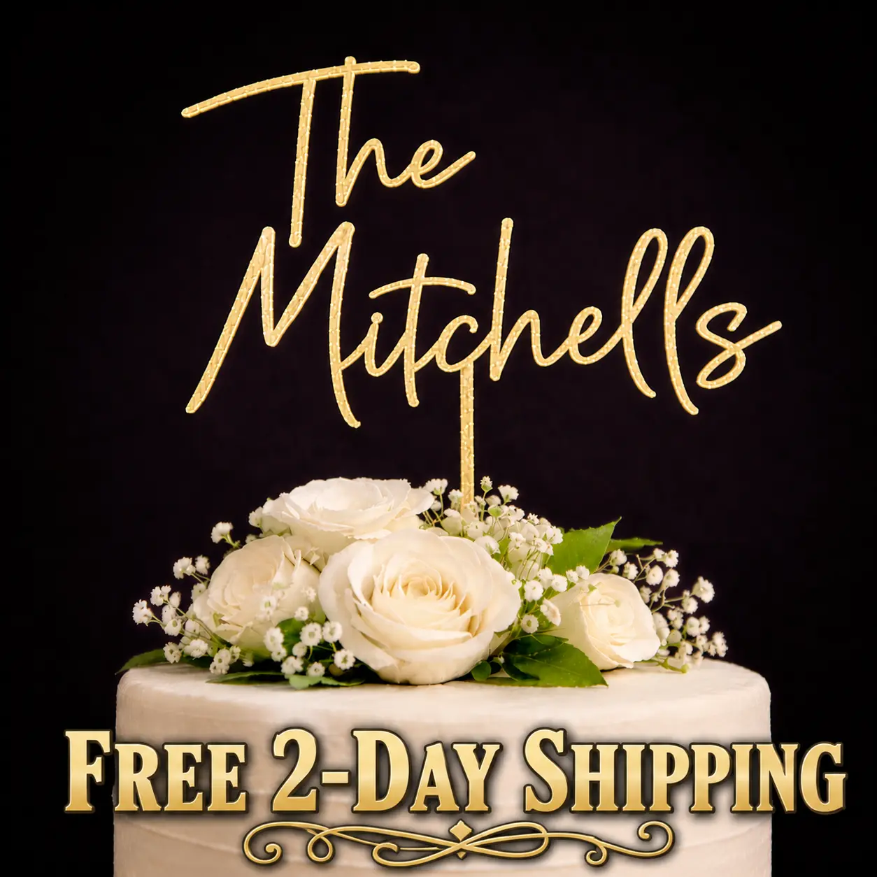 Your New Last Name on a Cake!  Personalized Wedding Cake Topper