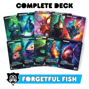 Forgetful Fish Complete Proxy Deck - Custom Full Art Two Player Trading Game | 80 Card Shared Deck