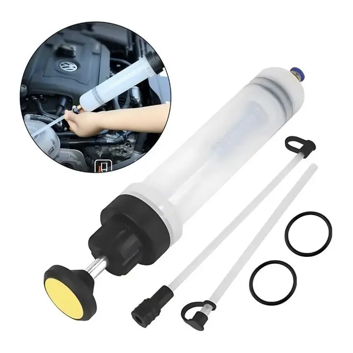 1pc 200cc Translucent Fluid Extractor Pump, Hand-Operated Vacuum Suction Tool with Labor-Saving Syringe Design, Durable & Heat-Resistant Complete Kit with 2pcs Extension Tubes for Auto Brake Venting, Oil Changing