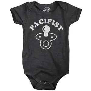 Pacifist Baby Bodysuit Funny Sarcastic Pacifier Graphic Novelty Jumper for Infants Funny Baby Onesies Funny Sarcastic Onesie Novelty Onesie Black -