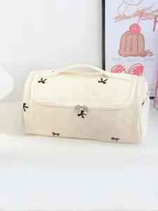 Large Capacity Quilted Cosmetic & Hair Dryer Organizer Bag, Portable Travel Essentials Toiletry Storage Case with Multi-Pockets, Makeup Organizer Pouch, Travel Cosmetic Bags, Cosmetics Bag