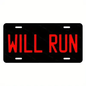 WILL RUN Aluminum License Plate Tag - 6x12 Inch Polished Metal Front Car Plate, Made in USA, Easy Install Fit, Fade-Resistant Decorative Auto Accessory for Cars, Trucks, SUVs, Bold Text Design