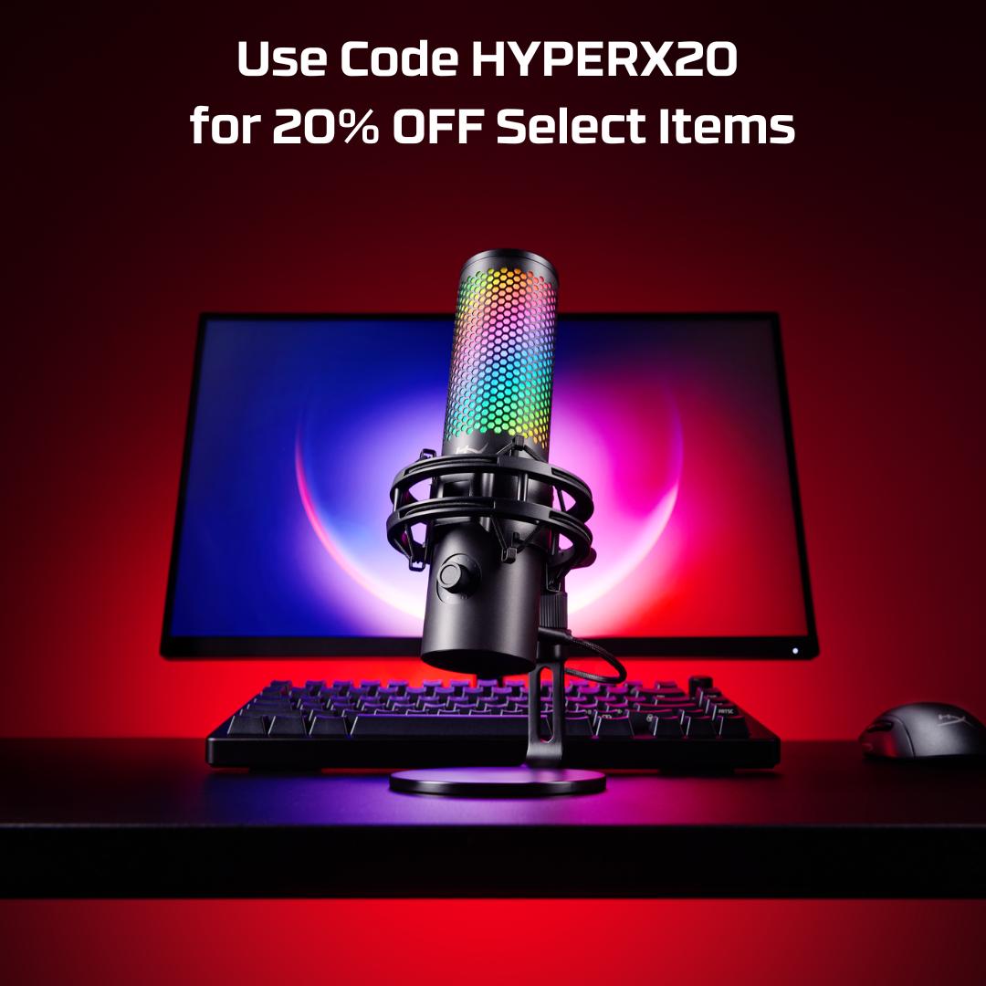HyperX QuadCast 2 S USB Microphone with RGB Lighting, Tap-to-Mute Sensor, and Multifunction Knob for Enhanced Gaming Experience HyperX QuadCast 2 S USB Microphone with RGB Lighting, Tap-to-Mute Sensor, and Multifunction Knob for Enhanced Gaming Experience