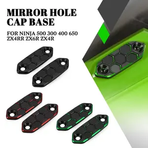 For Kawasaki Ninja 500 300 400 650 ZX4RR ZX6R ZX4R CNC Rearview Mirror Block Off Plates Decorative Cover Mirror Hole Cap Base