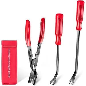 Car Repair Tools 3-Piece Manganese Steel Clip Remover Pliers, Auto Fastener Trim Pry Tool for Car Door Panel, Dashboard Repair