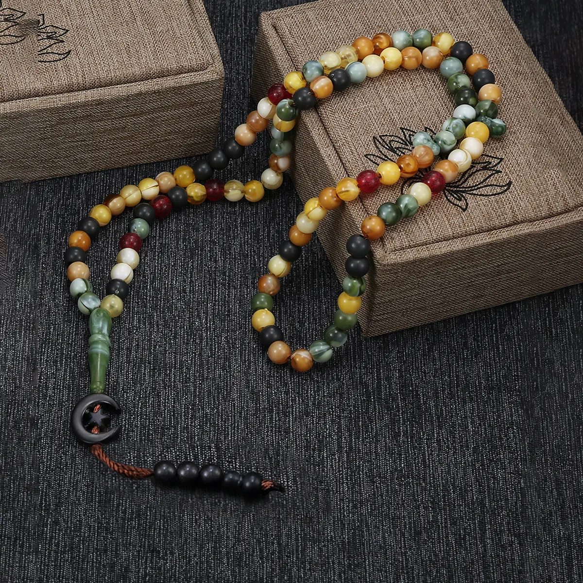 Hand-Knotted Prayer Bracelet with 99 Multicolor Acrylic Beads, Stackable Islamic Tasbih Fashion Accessory for Ramadan, Prayer Beads, For Muslim, Unisex, 99-Piece, Ramadan Wear