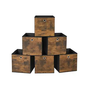 SONGMICS Set of 6 Brown & Black Folding Storage Box